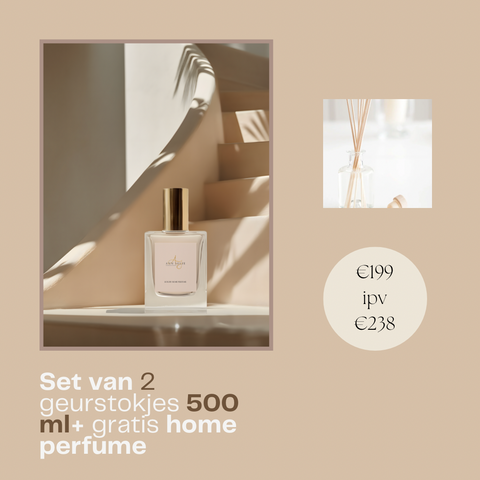 Set van 2 geurstokjes van 500ml + GRATIS flesje home perfume